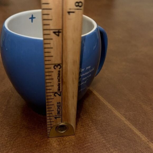 Inspirational Blue Ceramic Mug With Bible Verse Joshua 24:15 By Bob Siemon Desig - Picture 6 of 6